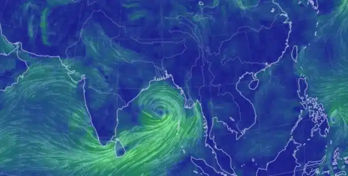 Cyclone Remal in the Bay of Bengal as seen on Earth Nullschool at 9 am IST on May 24
