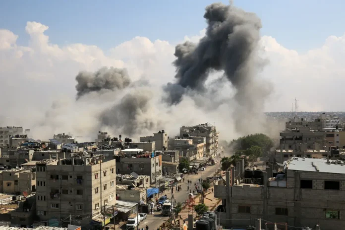 smoke seen after Israel-bombarding-Gaza