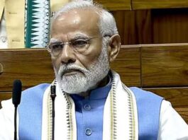 Prime Minister Narendra Modi in the Lok Sabha during the ongoing Parliament session, in New Delhi on Tuesday(Sansad Tv)