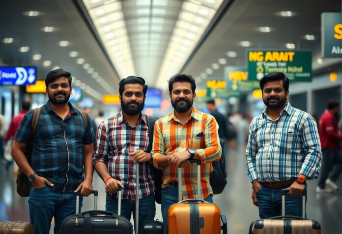 Telengana Men holding trilley in hand at airport