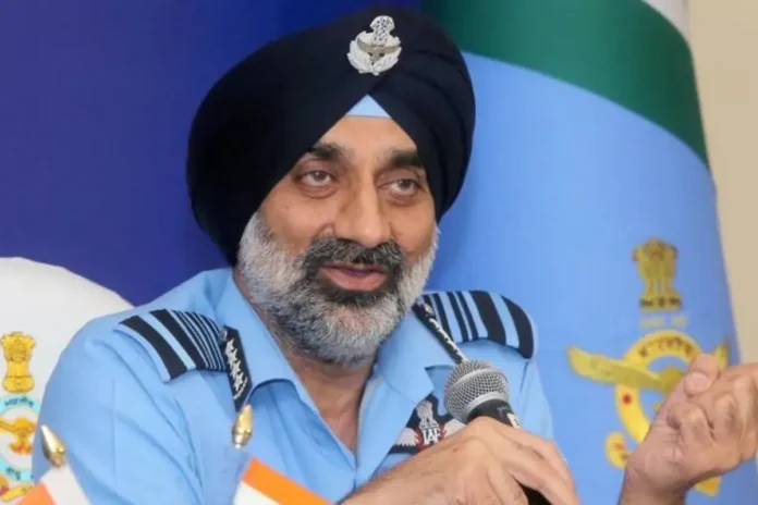 Chief of the Air Staff (CAS) Air Chief Marshal Amar Preet Singh addresses a press conference at Akash Air Force Mess, in New Delhi, Friday, Oct. 4, 2024. Source : Indian Air Force